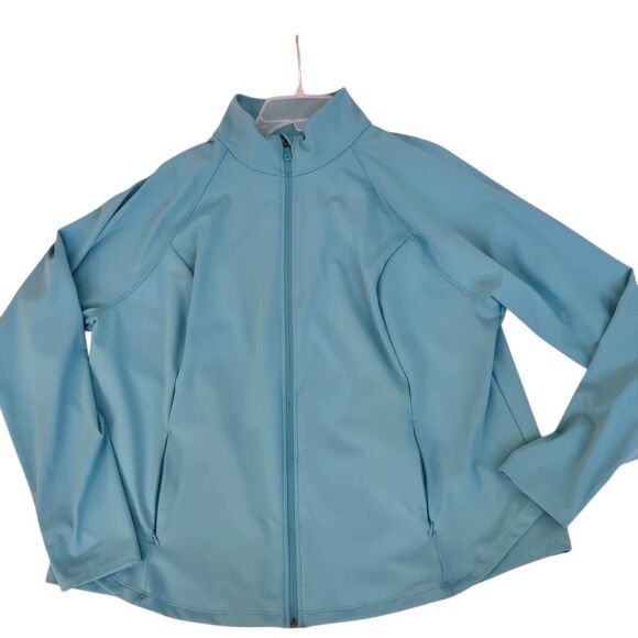 Tek Gear Womens Ultrastretch Zip Front Athletic Performance Jacket Aqua Size 2X - Picture 11 of 11